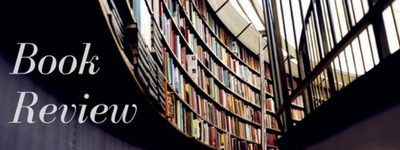 Book review header image of a library